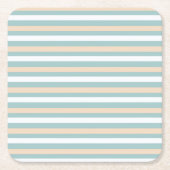 Pastel blauwe, witte en blush strepen kartonnen onderzetters (Voorkant)