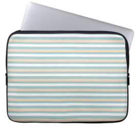 Pastel blauwe, witte en blush strepen laptop sleeve