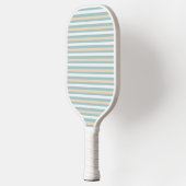Pastel blauwe, witte en blush strepen pickleball paddle (Links)