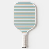 Pastel blauwe, witte en blush strepen pickleball paddle (Achterkant)