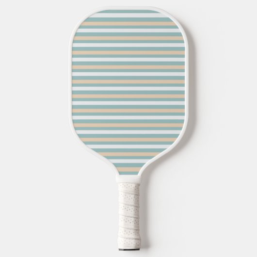 Pastel blauwe, witte en blush strepen pickleball paddle (Voorkant)