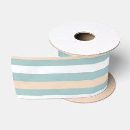 Pastel blauwe, witte en blush strepen satijnen lint
