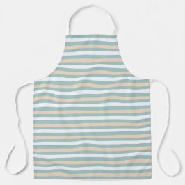 Pastel blauwe, witte en blush strepen schort