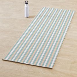 Pastel blauwe, witte en blush strepen yogamat