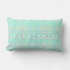 Pastel Blauwgroen Aztec Art Style Patroon Kussen