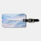 Pastel Blauwgroen Blauw Paarse Waterverf Marmeren Bagagelabel (Voorkant horizontaal)