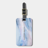 Pastel Blauwgroen Blauw Paarse Waterverf Marmeren Bagagelabel (Voorkant verticaal)