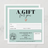 Pastel blauwgroen blauw vierkant cadeauboncertific (Voorkant / Achterkant)