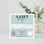 Pastel blauwgroen blauw vierkant cadeauboncertific (Staand voorkant)