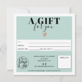 Pastel blauwgroen blauw vierkant cadeauboncertific (Voorkant)