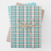 Pastel Blauwgroen blauwe koffie bruine stripes pok Inpakpapier Vel (In situ)