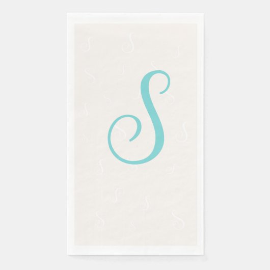 Pastel Blauwgroen Elegant Duplicaat Monogram | Lin Servet (Voorkant)