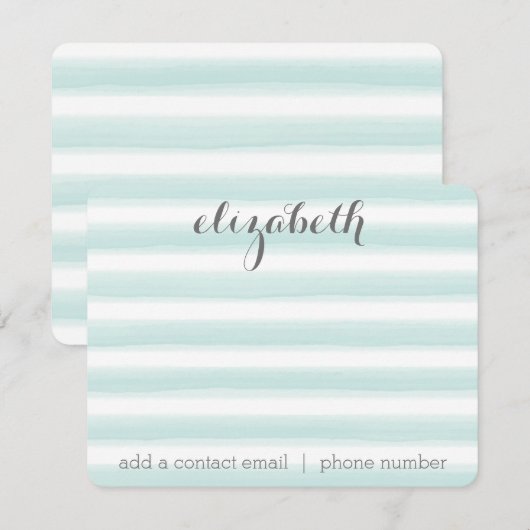 Pastel Blauwgroen en grijs Stationery Suite voor v Notitiekaartje (Voorkant / Achterkant)