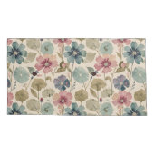 Pastel Blauwgroen en Mauve Flowers  Modern Kussensloop (Achterkant)
