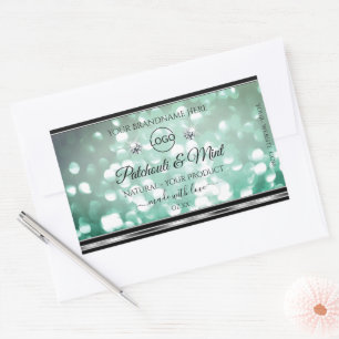 Pastel Blauwgroen Glitter Product Labels diamanten
