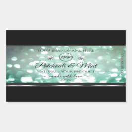 Pastel Blauwgroen Glitter Product Labels diamanten
