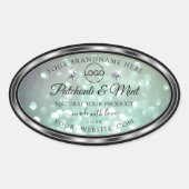 Pastel Blauwgroen Glitter Product Labels diamanten (Voorkant)