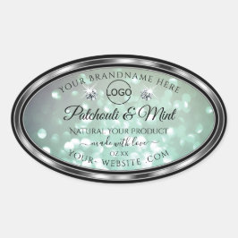 Pastel Blauwgroen Glitter Product Labels diamanten