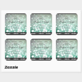 Pastel Blauwgroen Glitter Product Labels diamanten (Vel)