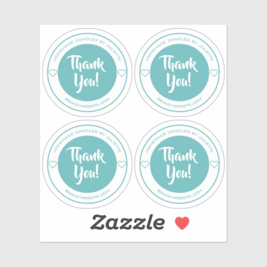 Pastel Blauwgroen hart Hartelijk dank voor de stic Sticker (Vel)