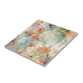 Pastel Blauwgroen, Mauve, Gouden FloraI Impression Tegeltje (Zijkant)