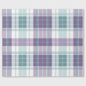 Pastel Blauwgroen & Paarse Plaid Cadeaupapier (Vlak)