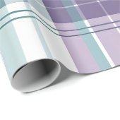 Pastel Blauwgroen & Paarse Plaid Cadeaupapier (Rol Hoek)