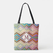 Pastel Blauwgroen & Roze Multi Zig Zag Stripes Can Tote Bag (Achterkant)