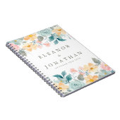 Pastel Blauwgroen Roze Waterverf Floral Aangepast  Notitieboek (Rechterzijde)