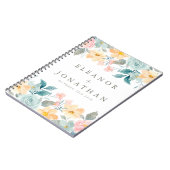 Pastel Blauwgroen Roze Waterverf Floral Aangepast  Notitieboek (Linkerzijde)