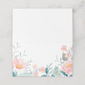 Pastel Blauwgroen Roze Waterverf Floral Wedding Plaatskaartje (Buitenkant ongevouwen)