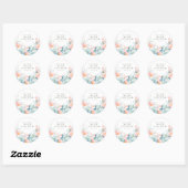 Pastel Blauwgroen Roze Waterverf Florence Baby sho Ronde Sticker (Vel)