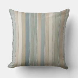 Pastel Blauwgroen Sage Beige Cream Stripe Kussen