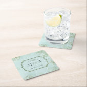 Pastel Blauwgroen Witte Bloemen bruiloft Kartonnen Onderzetters (Insitu)