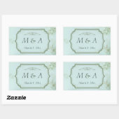 Pastel Blauwgroen Witte Bloemen bruiloft Rechthoekige Sticker (Vel)