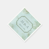 Pastel Blauwgroen Witte Bloemen bruiloft Servet (Hoek)