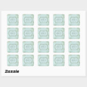 Pastel Blauwgroen Witte Bloemen bruiloft Vierkante Sticker (Vel)