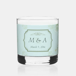 Pastel Blauwgroen Witte Bloemen bruiloft Whisky Glas