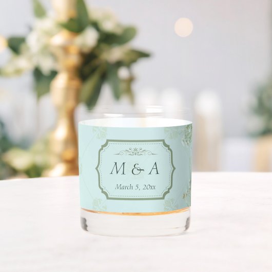 Pastel Blauwgroen Witte Bloemen bruiloft Whisky Glas (Insitu (Huwelijk))