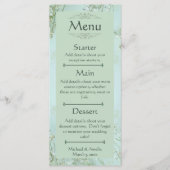 Pastel Blauwgroen Witte Bloemen Wedding Menu (Voorkant)