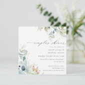 Pastel blauwgroene blad Couples Shower Uitnodiging