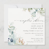 Pastel blauwgroene blad Couples Shower Uitnodiging (Voorkant)