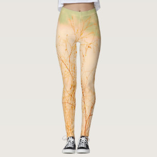 Pastel Bleek Golden Tree Brunches Sky Leggings