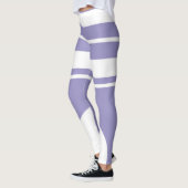 Pastel Bleek Lavender Paarse Abstracte Kunstlijnen Leggings (Links)