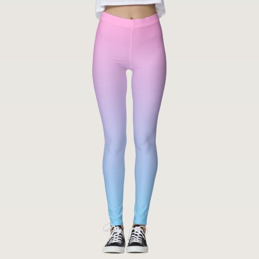 Pastel Bleek Roze en Blauwe Gradiënt Leggings (Voorkant)