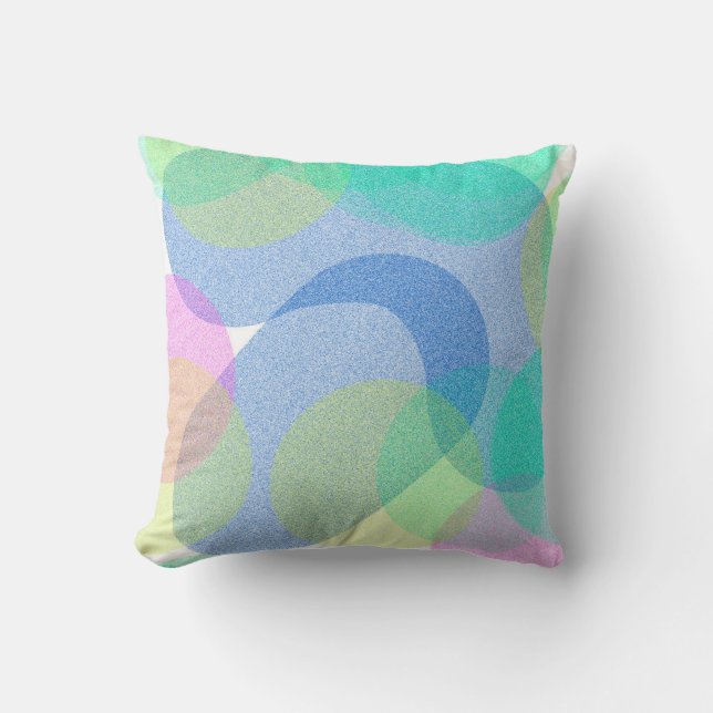Pastel Bleek Turquoise Abstracte kunstcirkels Kussen (Voorkant)