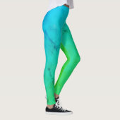 Pastel Bleek Turquoise Abstracte kunstwolken Leggings (Rechts)
