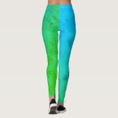 Pastel Bleek Turquoise Abstracte kunstwolken Leggings (Achterkant)