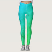 Pastel Bleek Turquoise Abstracte kunstwolken Leggings (Voorkant)