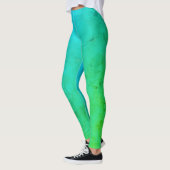 Pastel Bleek Turquoise Abstracte kunstwolken Leggings (Links)